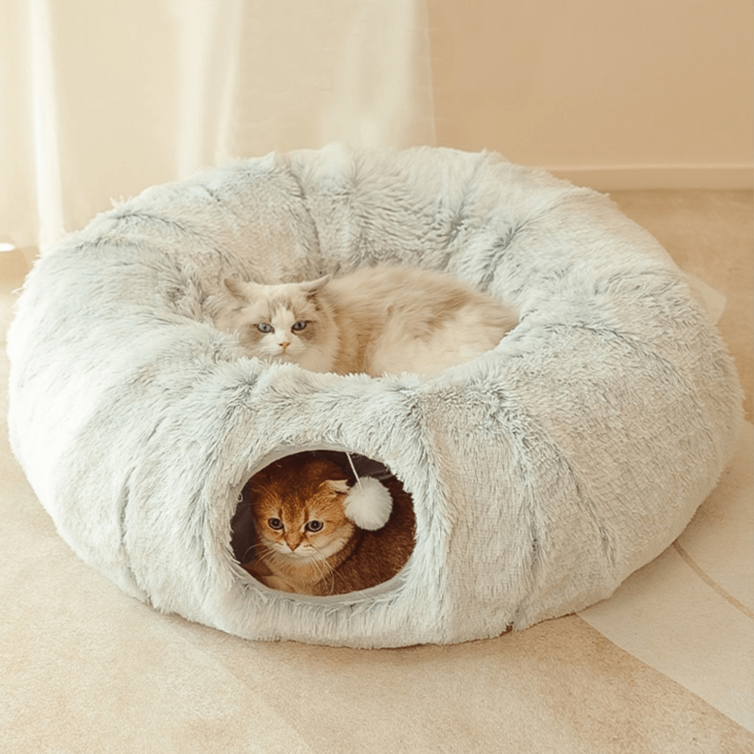 2 in 1 Foldable Indoor Round Cat Tunnel Bed - Cosypaws