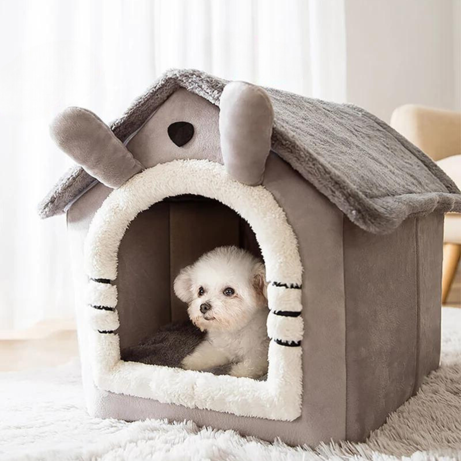 Warm Paws House Cozy Pet Bed with Soft Cushion