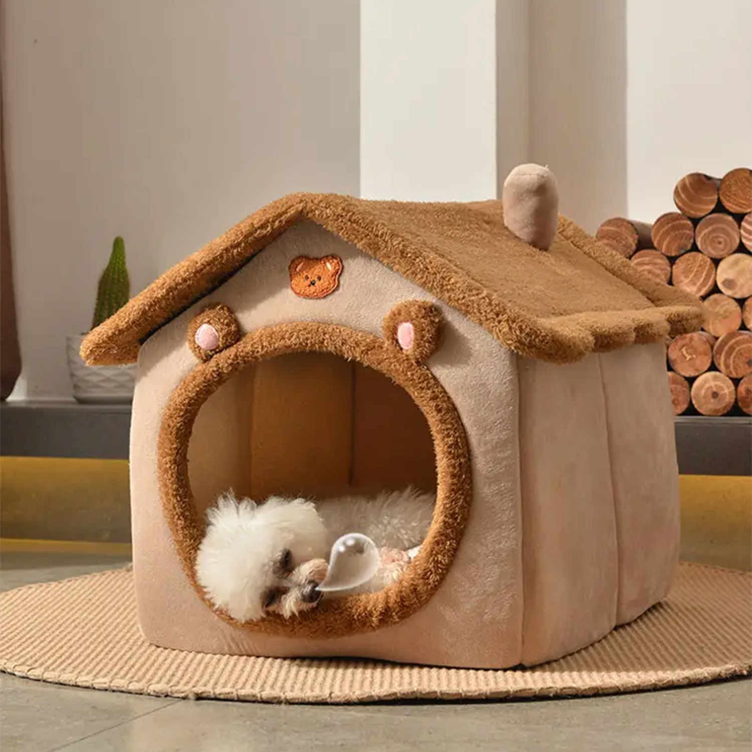 Warm Paws House Cozy Pet Bed with Soft Cushion