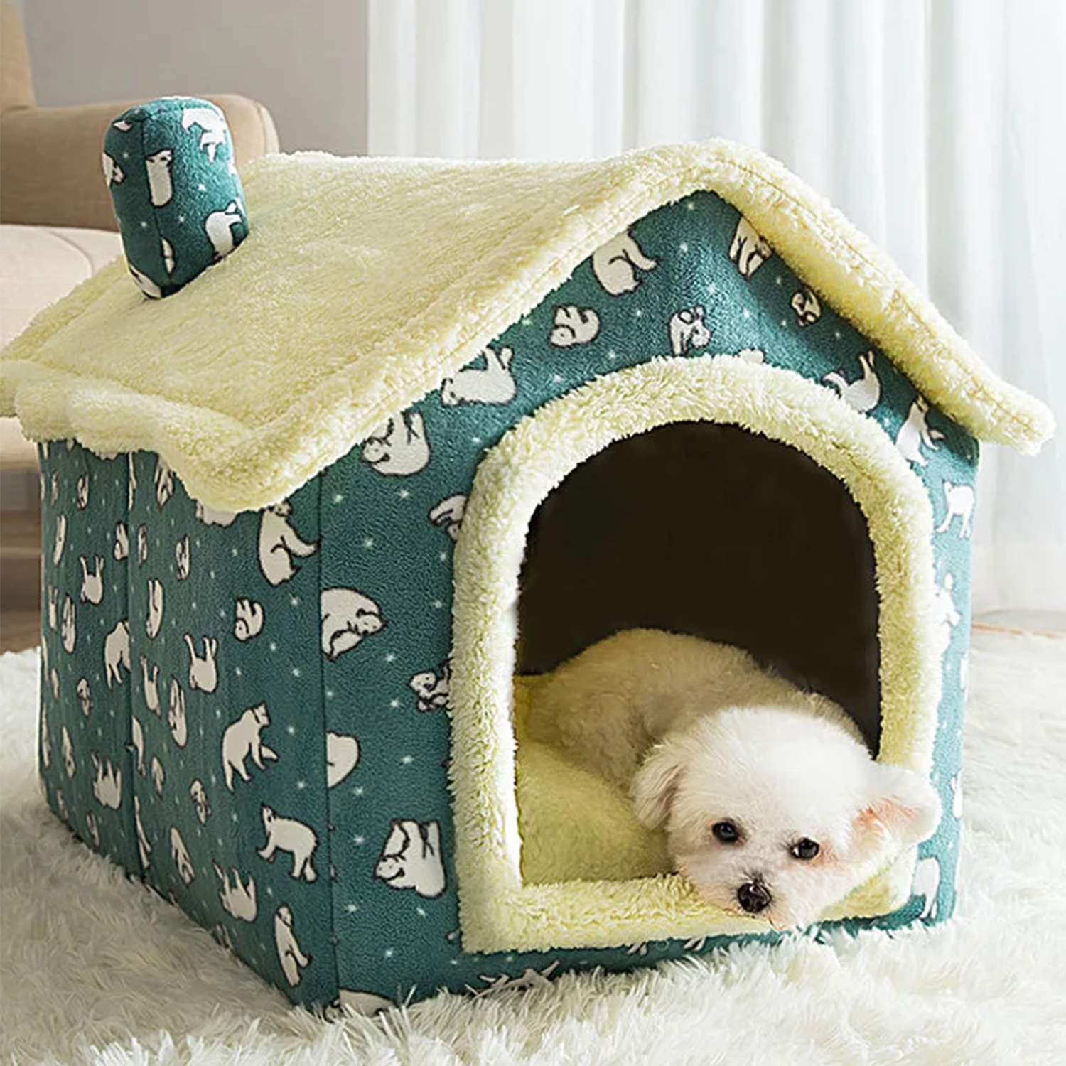 Warm Paws House Cozy Pet Bed with Soft Cushion