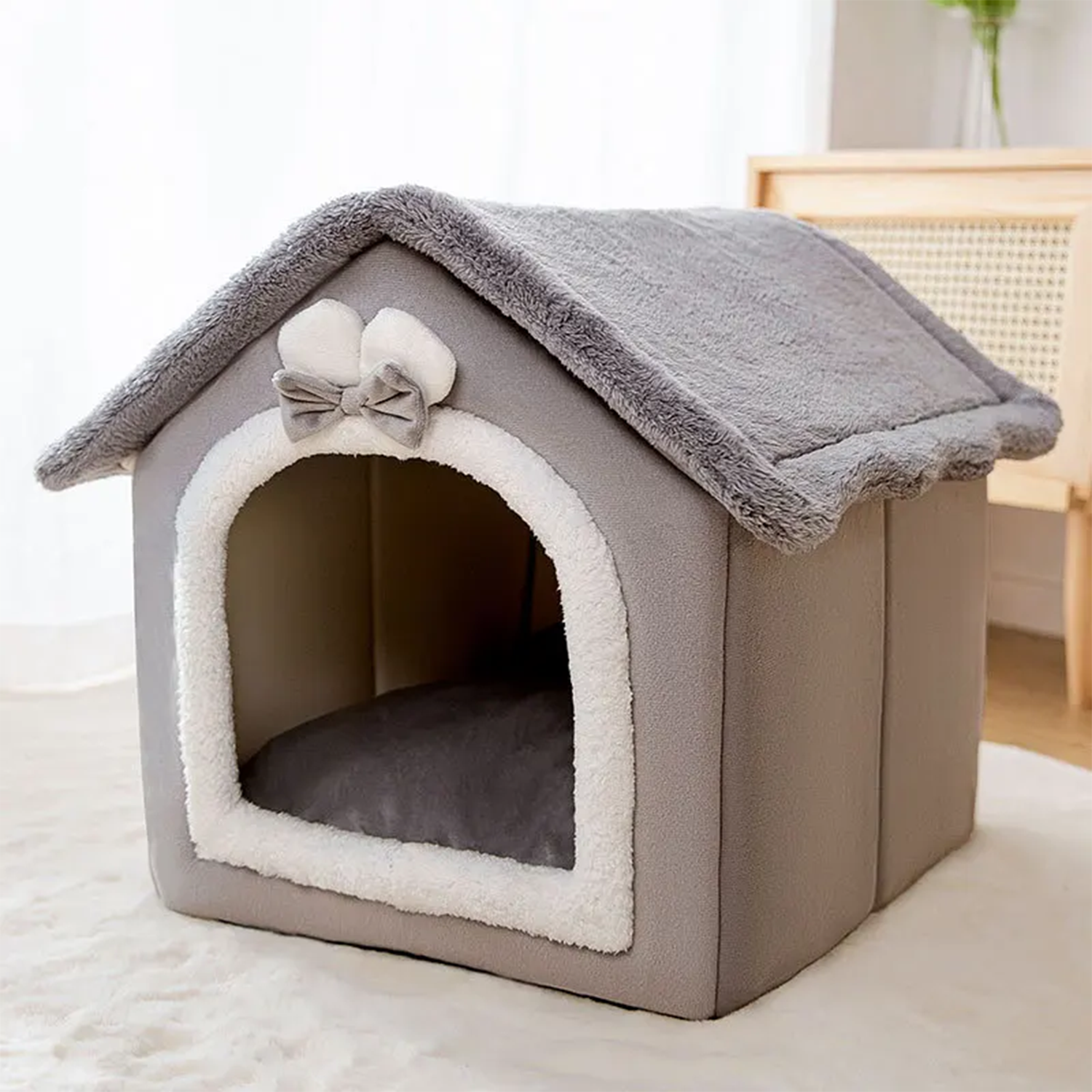 Warm Paws House Cozy Pet Bed with Soft Cushion