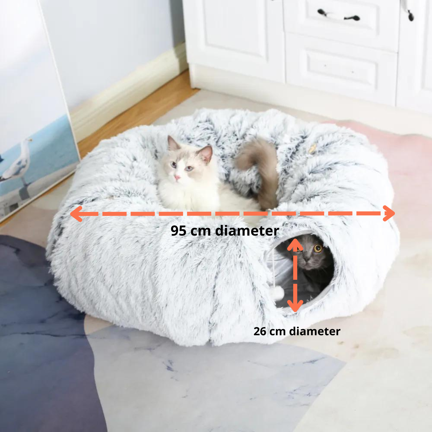 2 in 1 Foldable Indoor Round Cat Tunnel Bed