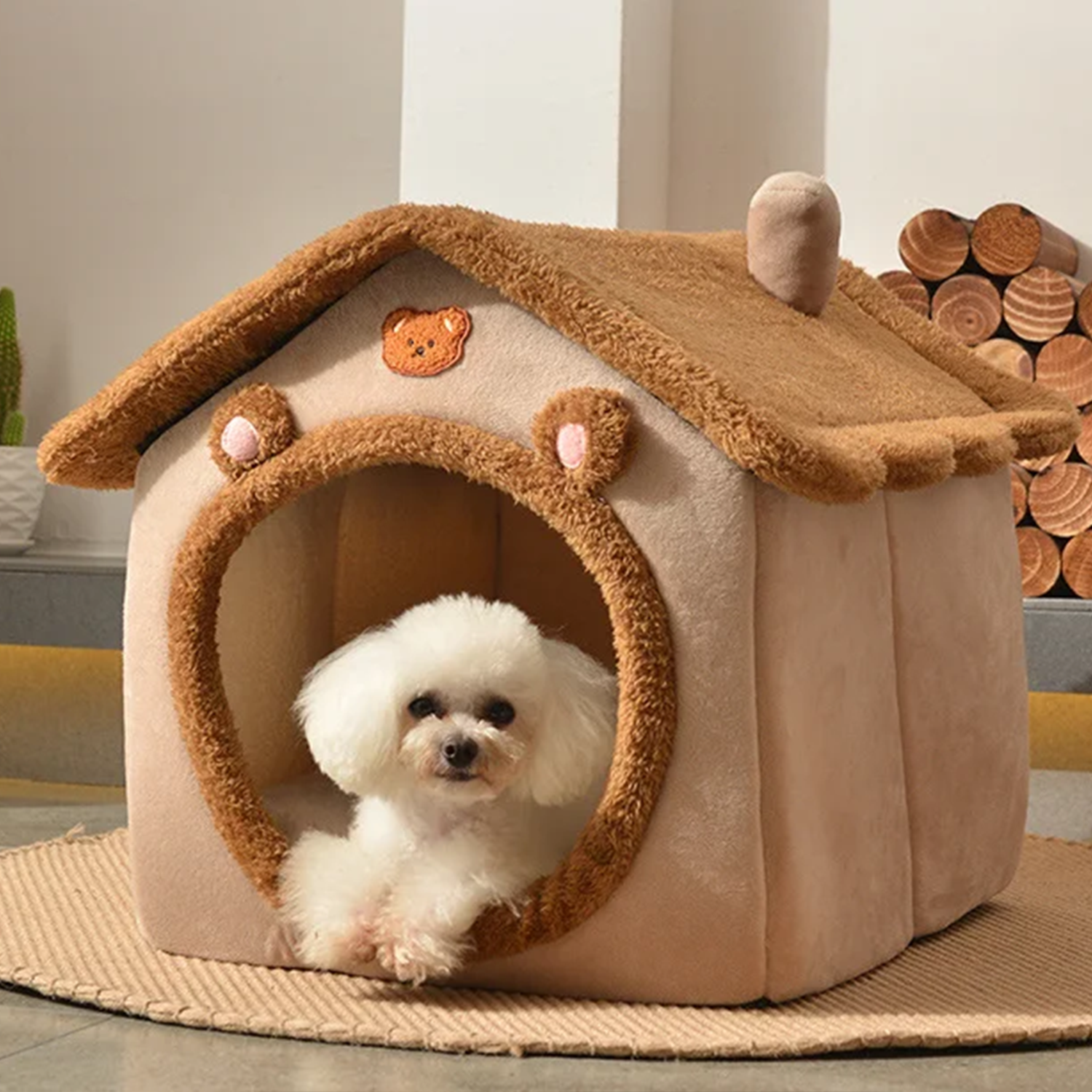 Warm Paws House Cozy Pet Bed with Soft Cushion